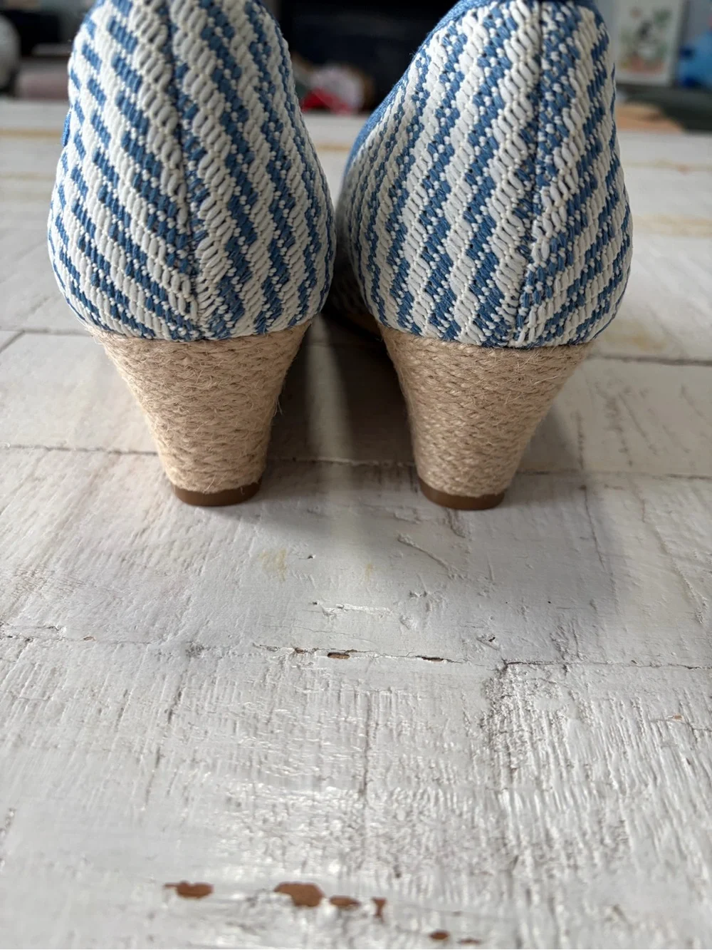 Vivaia Margot Wedge Pro EU size 39.5 US 8.5 Blue Stripe Square Toe Espadrilles
